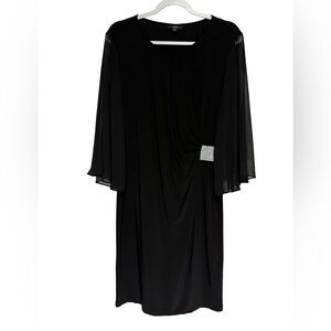 MSK Women's Illusion Angel-Sleeve Embellished Black Dress, Size 8